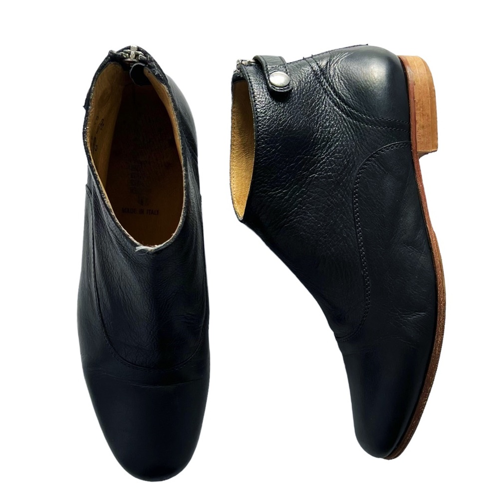 Zomp Black Italian Leather Zip Ankle Bootie | 39 (8.5)